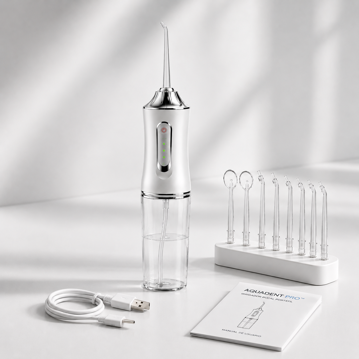 AquaDent Pro™ | Irrigador Bucal Portátil de Limpieza Profunda