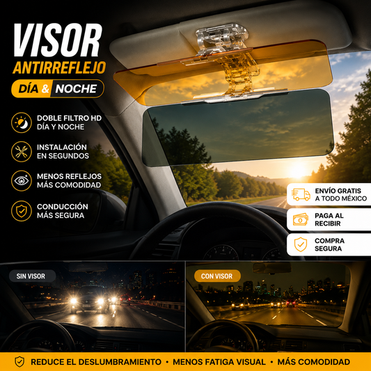 Visor Antirreflejo para Auto™ | Visor antirreflejo de día y noche.
