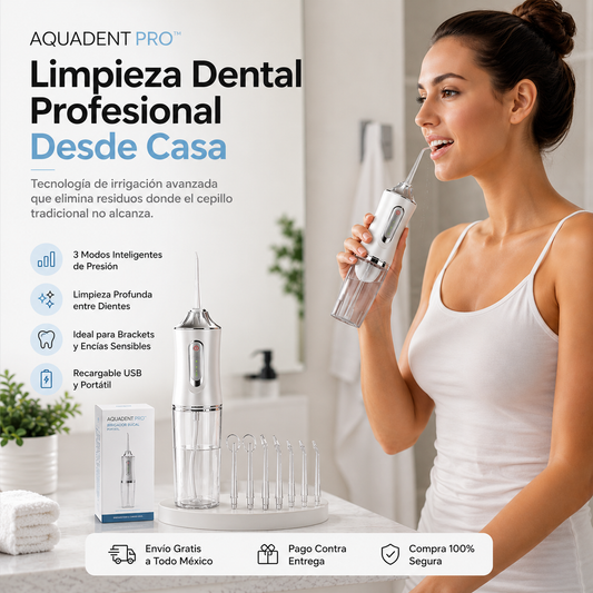 AquaDent Pro™ | Irrigador Bucal Portátil de Limpieza Profunda